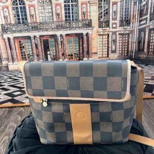 Fendi Tan and Black Crossbody Bag with Structured Design